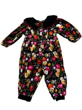 Vintage 1980’s/90’s velvet corduroy fruit print jumpsuit